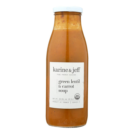 Karine & Jeff Organic Plant-Based Green Lentil and Carrot Soup - Pack of 6 - 16.9 Fl Oz Each - Cozy Farm 