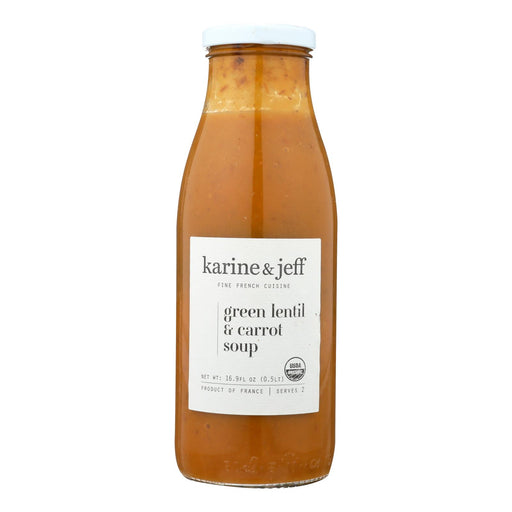 Karine & Jeff Green Lentil & Carrot Soup (Pack of 6) - 16.9 Fl Oz - Cozy Farm 