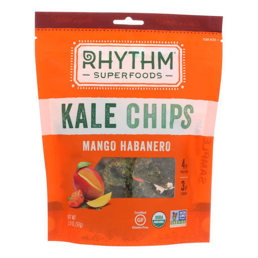 Rhythm Superfoods Kale Chips (Pack of 12) - Mango Habanero Flavor - 2 Oz. - Cozy Farm 