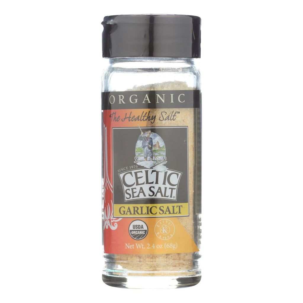Garlic Flavored Celtic Sea Salt, adding a robust touch to meats, vegetables, and more.