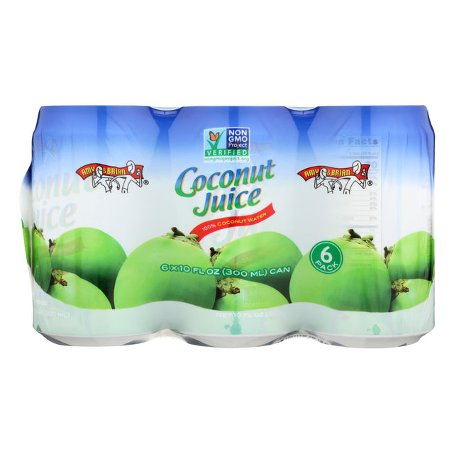 Amy and Brian Coconut Water Pulp Free, 4 Pack x 10 Fl Oz - Cozy Farm 