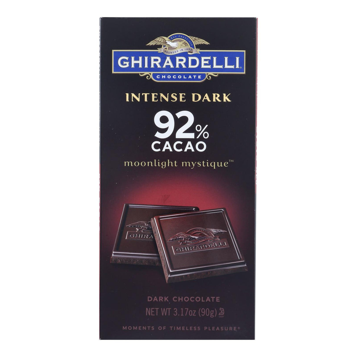 Ghirardelli 92% Cacao Moonlight Mystique Intense Dark Chocolate (Pack of 12) - 3.17 Oz - Cozy Farm 