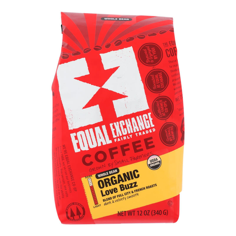 Equal Exchange - Coffee Organic Whole Bean Love Buzz (Pack of 6) 12 Oz - Cozy Farm 