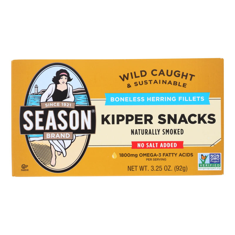 Season Brand Peppered Kipper Snacks (Pack of 24) - Salt Added, 3.25 Oz. - Cozy Farm 