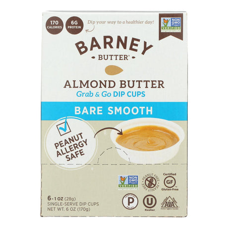 Barney Butter Bare Smooth Almond Butter Dip Cups - Pack of 6 - 1 Oz Each - Cozy Farm 