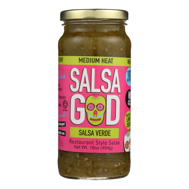 Salsa God Medium Salsa Verde, Case of 6 - 16 Oz Bottles - Cozy Farm 