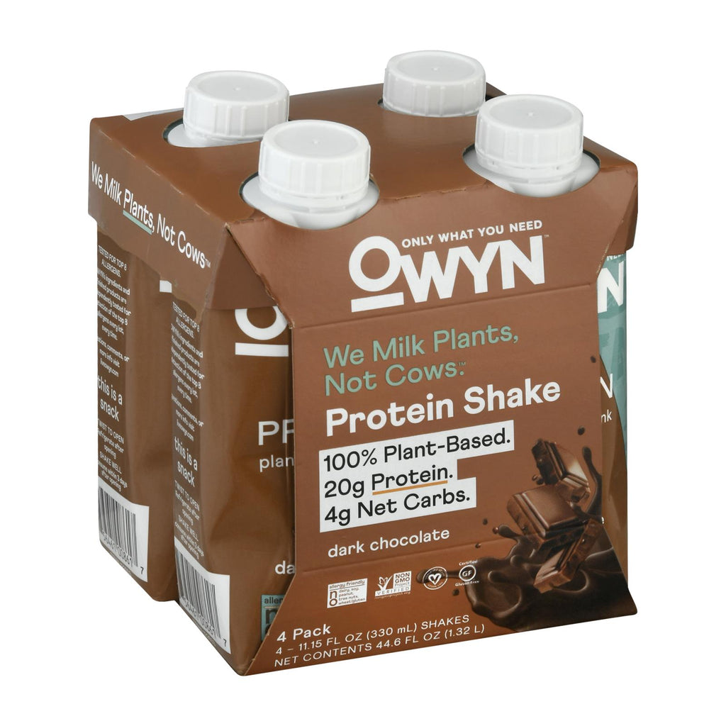 Protein Shake -  Plant Based Dark Chocolate -  11.14z - Case of 3 four packs - Only What You Need - Cozy Farm 