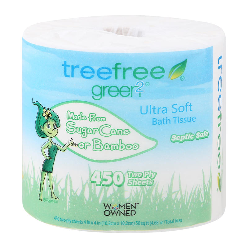 Green 2 450 Sheet 2ply Bath Tissue - Case of 24 (1 Roll) - Cozy Farm 