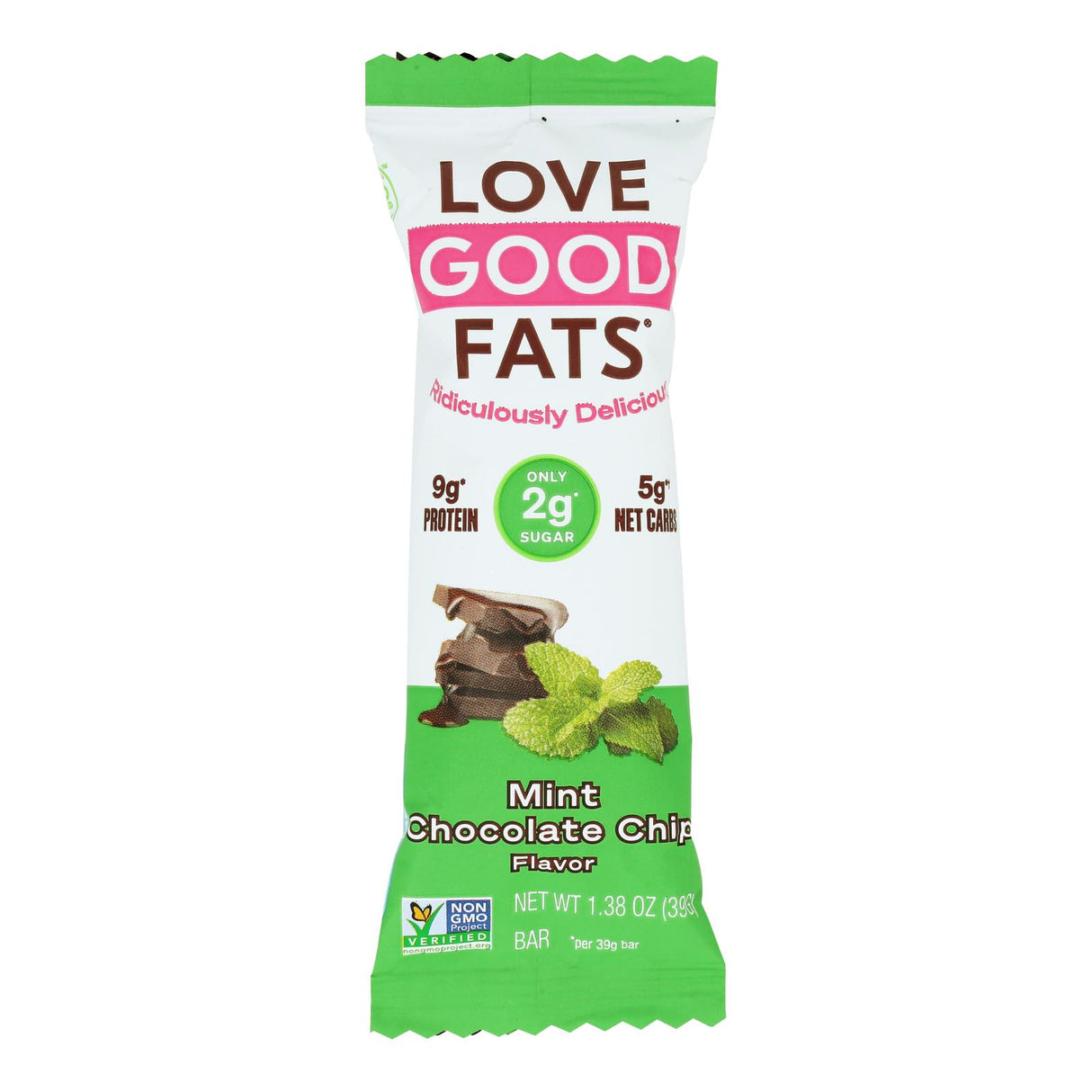 Love Good Fats - Bar Mint Chocolate Chip - Case Of 12 - 1.38 Oz - Cozy Farm 