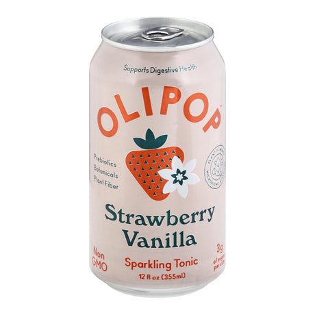 Olipop Sparkling Strawberry Vanilla Tonic (12 Fl Oz, 12-Pack) - Cozy Farm 