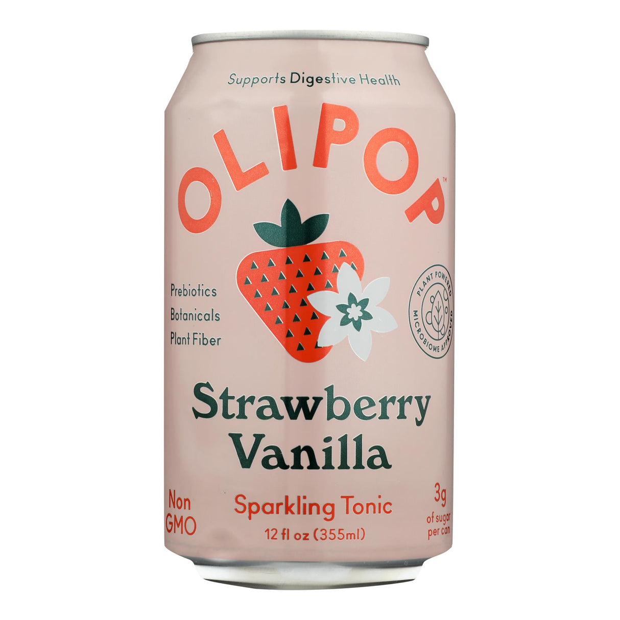Olipop Sparkling Strawberry Vanilla Tonic (12 Fl Oz, 12-Pack) - Cozy Farm 
