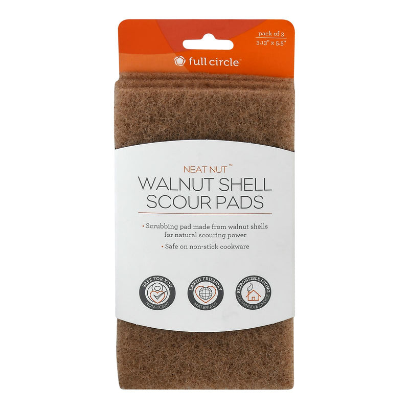 Full Circle Home Neat Nut Walnut Scour Pads (3 ct., Case of 6) - Cozy Farm 