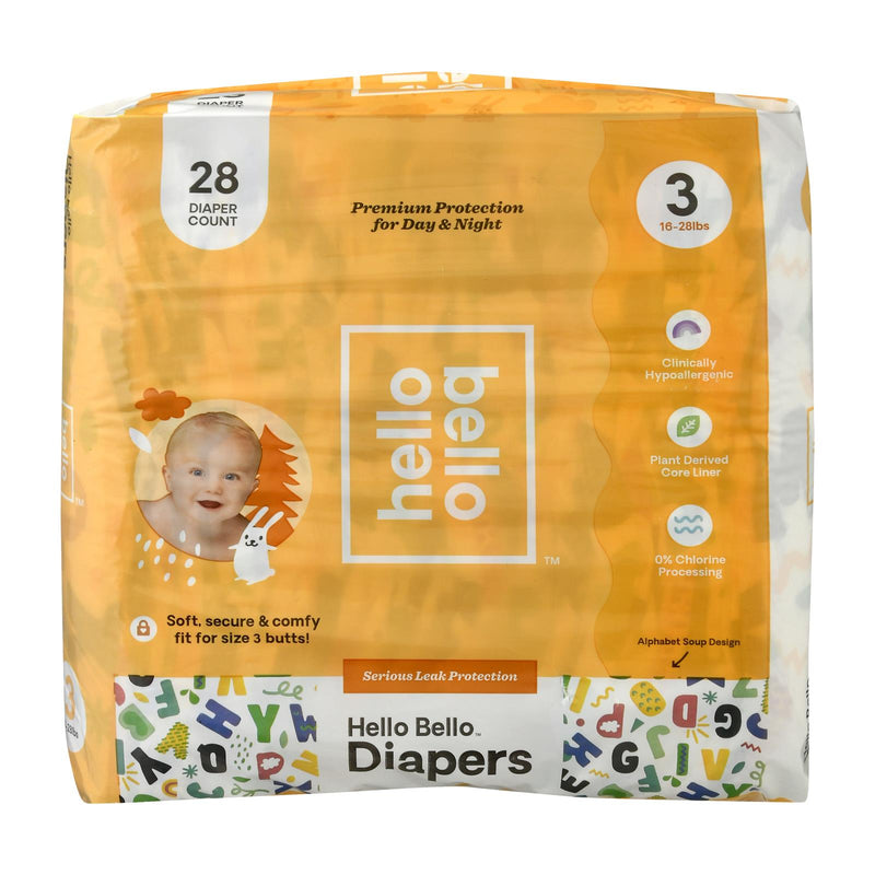 Hello Bello Alpha Diapers, Size 3 (16-28 lbs), 28-Count - Cozy Farm 
