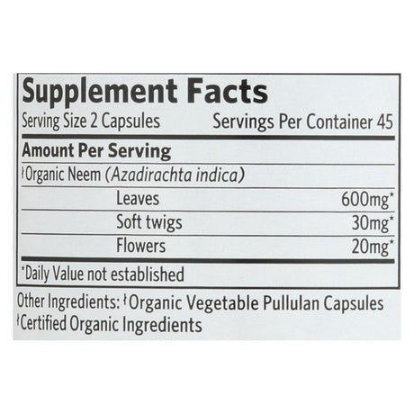Organic India Neem Whole Herb Supplement (90 Capsules) - Cozy Farm 