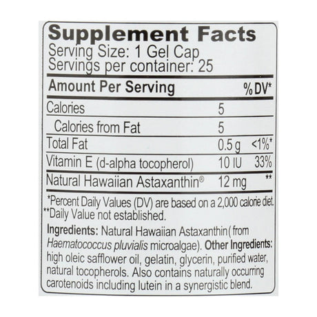 Nutrex Hawaii Bioastin Hawaiian Astaxanthin - 250mg Gel Caps (Pack of 25) - Cozy Farm 