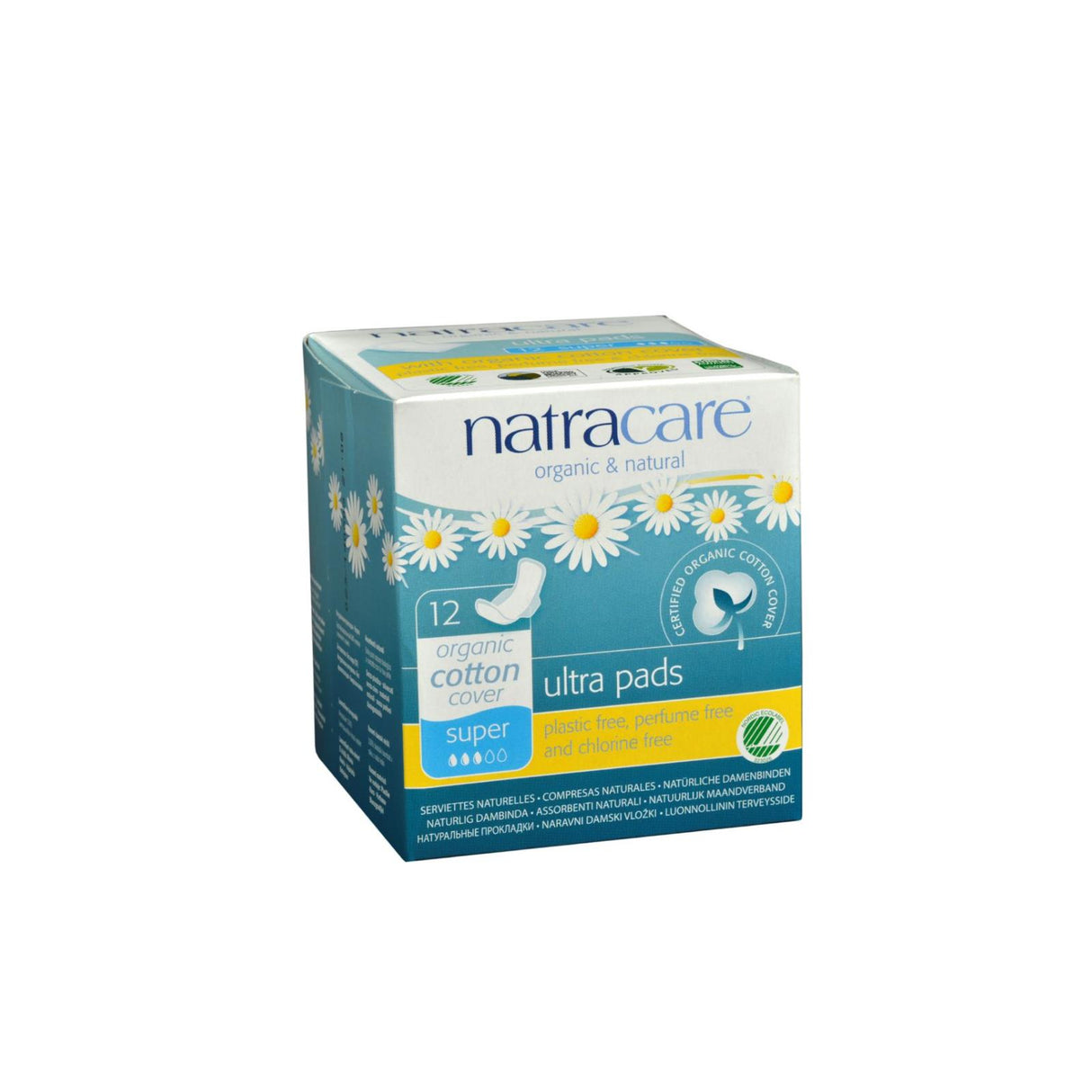 Natracare Ultra Thin Organic Cotton Cover Super Absorbent Sanitary Pads with Wings - 12 Pack - Cozy Farm 