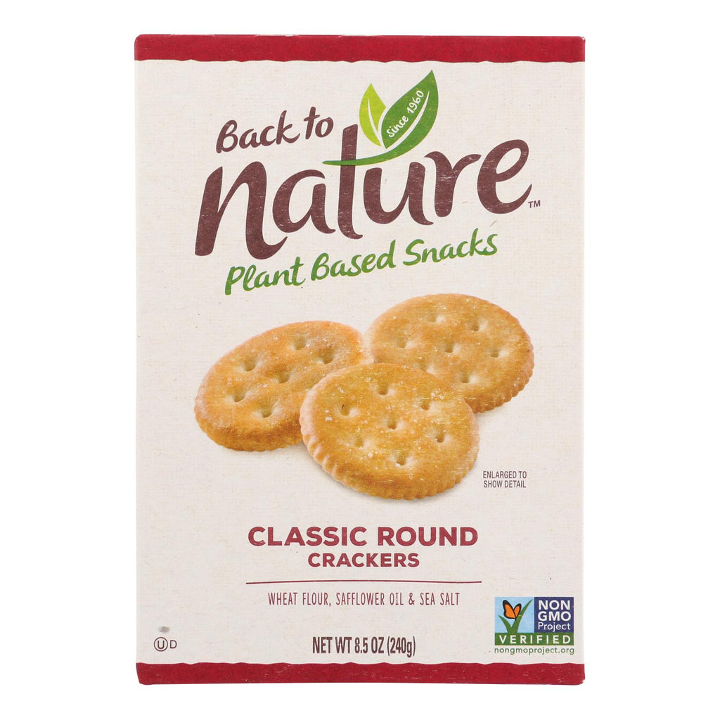 Back To Nature Classic Round Crackers (Pack of 6) - Safflower Oil and Sea Salt, 8.5 Oz. - Cozy Farm 