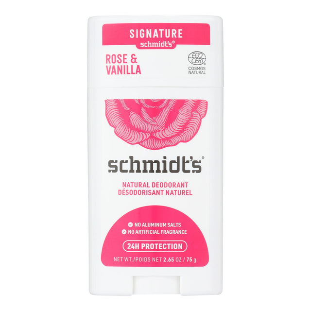 Schmidt's Rose & Vanilla Deodorant - 2.65 Oz Stick - Cozy Farm 