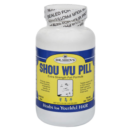 Dr. Shen's Shou Wu Youthful Hair Formula (200 Tablets - 700 mg) - Cozy Farm 