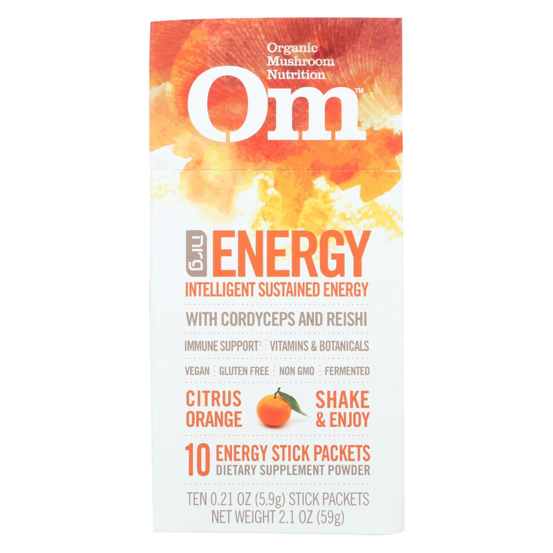Om Organic Mushroom Energy | Citrus Orange Extract | Dietary Supplement (10 Pack) - 0.21 Oz. - Cozy Farm 