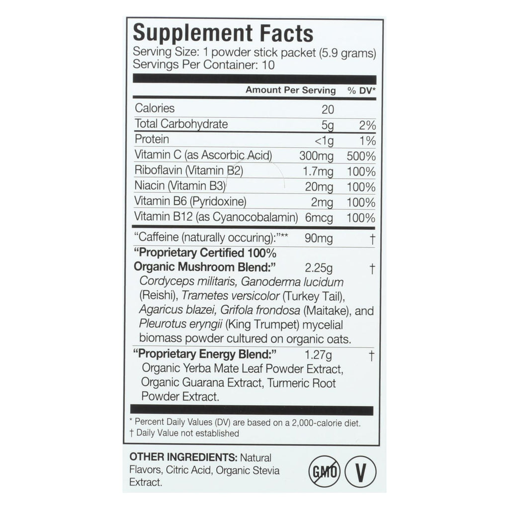 Om Organic Mushroom Nutrition Energy Citrus Orange Dietary Supplement Powder (Pack of 10) - 0.21 Oz. - Cozy Farm 