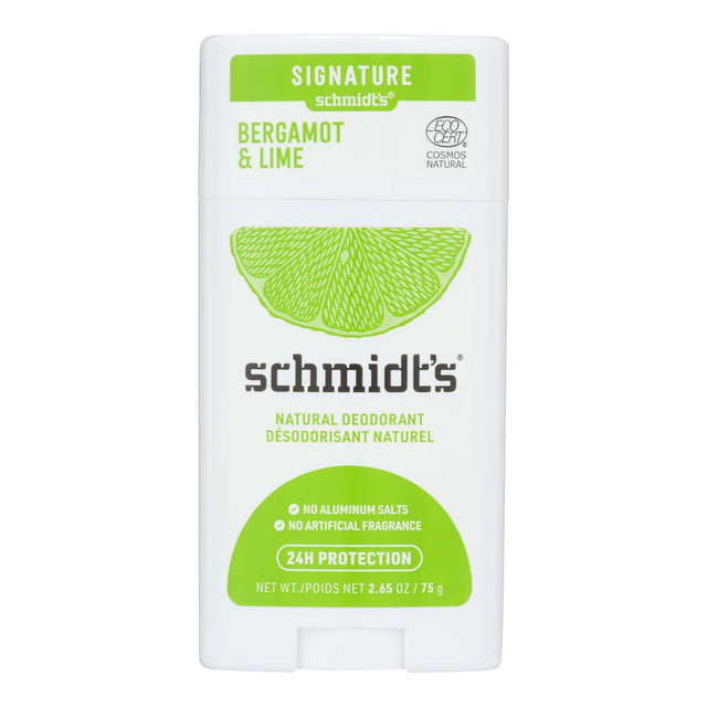 Schmidt's Deodorant Bergamot & Lime Stick - 2.65 Oz - Cozy Farm 