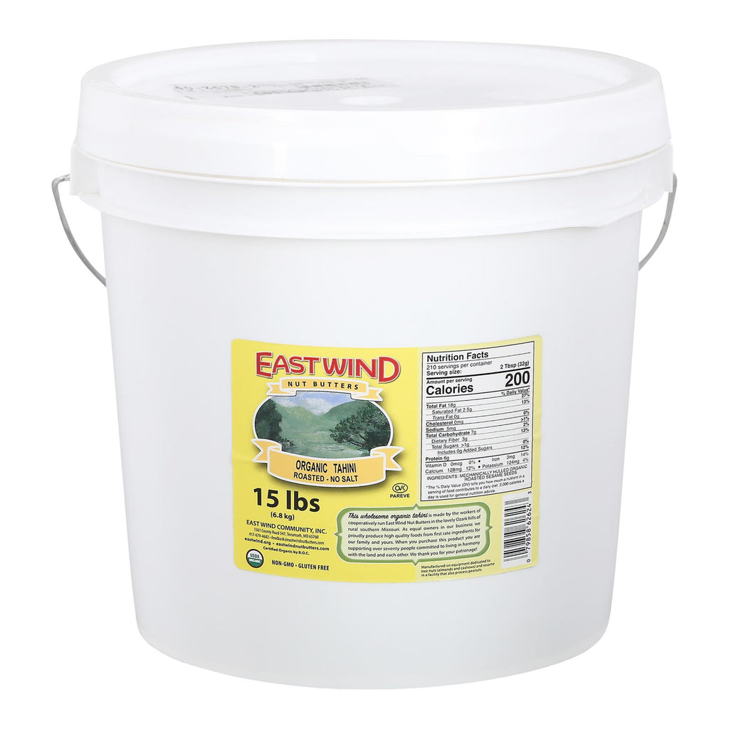 East Wind 100% Roasted Sesame No Salt Tahini - 15 Lb - 15lb Premium Tahini by East Wind - Cozy Farm 