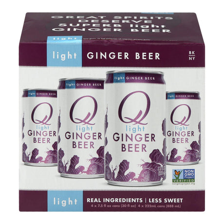 Q Drinks Light Ginger Beer - 4/7.5 Fl Oz Pack of 6 - Cozy Farm 
