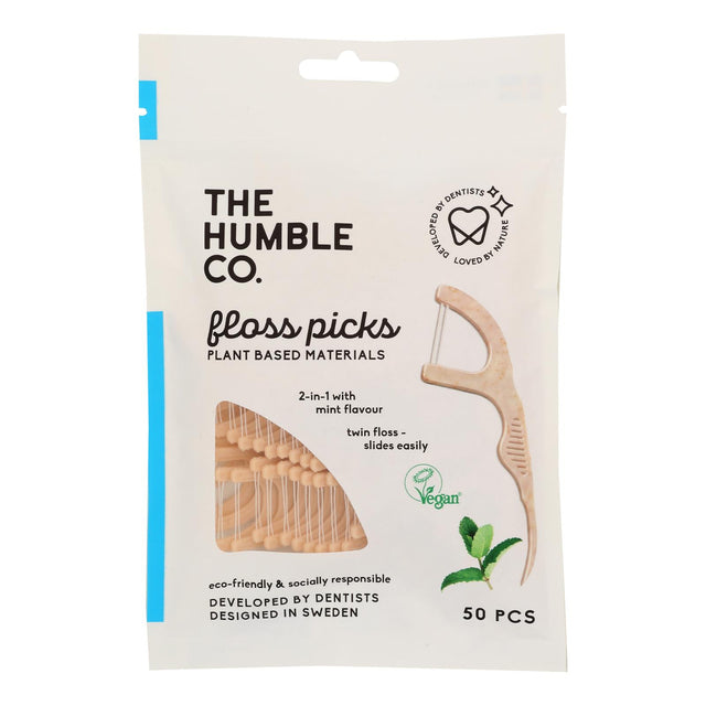 Humble Co Ecofriendly Mint Floss Picks - Case of 4 (200 Ct) - Cozy Farm 