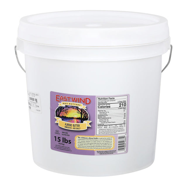 East Wind Almond Butter - Smooth - 15 Lb Tub - Creamy, Vegan, No Stir, Gluten-Free - Cozy Farm 