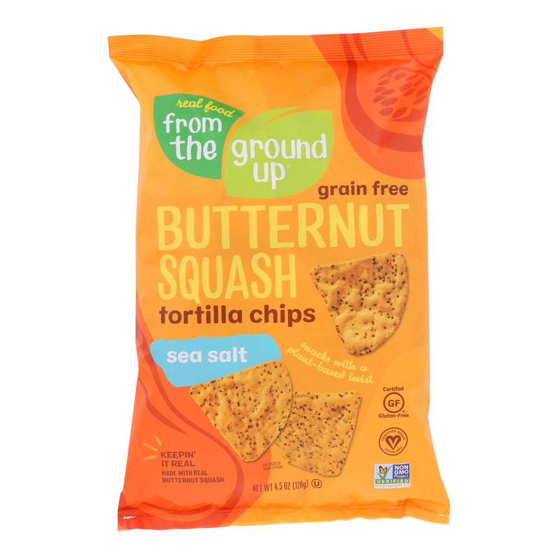 From The Ground Up - Butternut Squash Sea Salt Tortilla Chips (Pack of 12) - 4.5 Oz - Cozy Farm 
