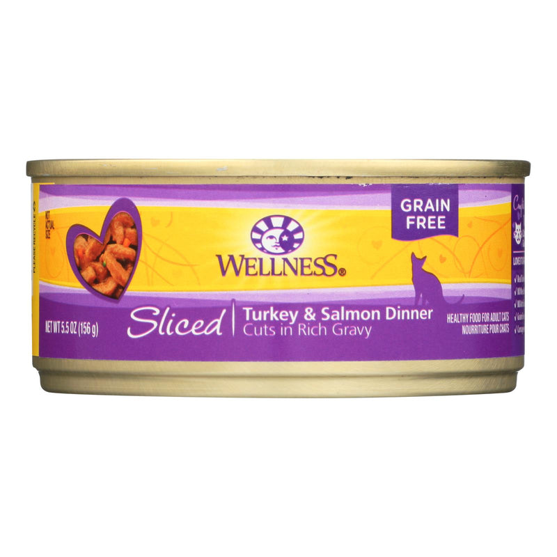 Wellness Pet Products - (Pack of 24) 5.5 Oz Cat Can Sliced Turkey & Salmon - Cozy Farm 