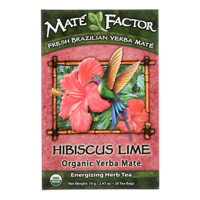 Mate Factor Hibiscus Lime Organic Yerba Mate Tea Bags  - Case Of 6 - 20 Bag - Cozy Farm 