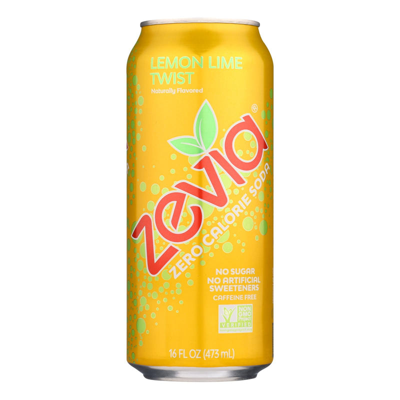 Zevia Lemon Lime Twist Zero-Calorie Soda, Tall Girls Can, 16 oz, Case of 12 - Cozy Farm 
