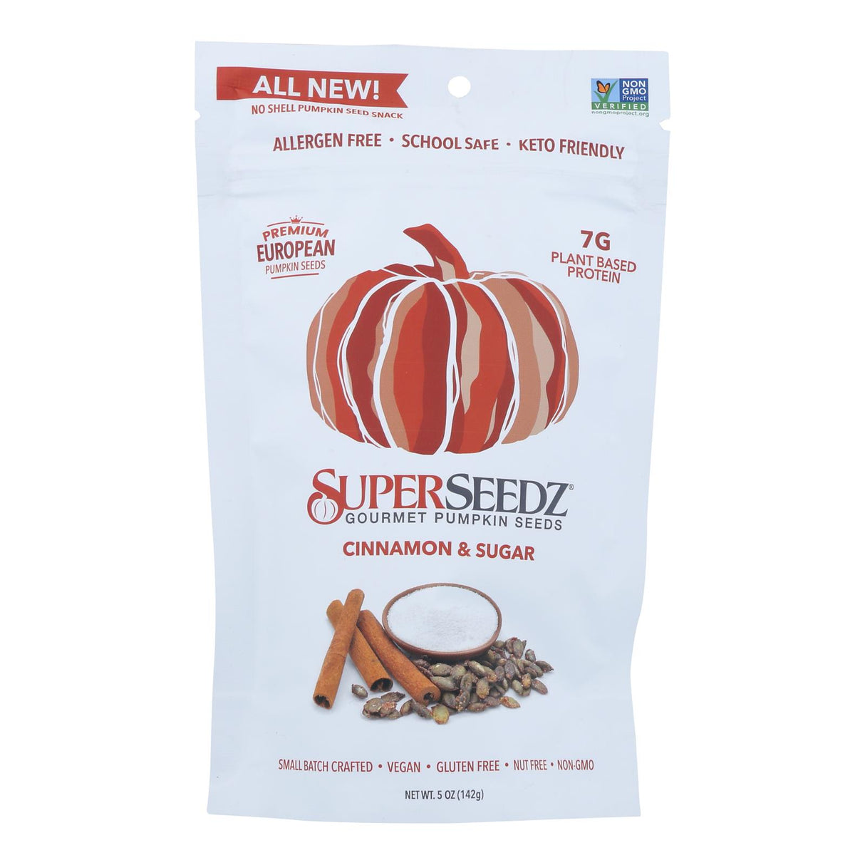 Gourmet Cinnamon & Sugar Pumpkin Seeds by Superseedz, 5 Oz. (Case of 6) - Cozy Farm 