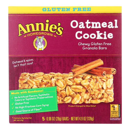 Annie's Homegrown Chewy Gluten Free Granola Bars Oatmeal Cookies - Case of 12 - 4.9 Oz. - Cozy Farm 