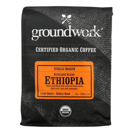 Groundwork Coffee Organic Ethiopian Harrar (Pack of 6 - 12 oz Bags) - Cozy Farm 