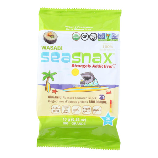 Seasnax Seaweed Snax - Organic - Wasabi - Case Of 12 - .36 Oz - Cozy Farm 
