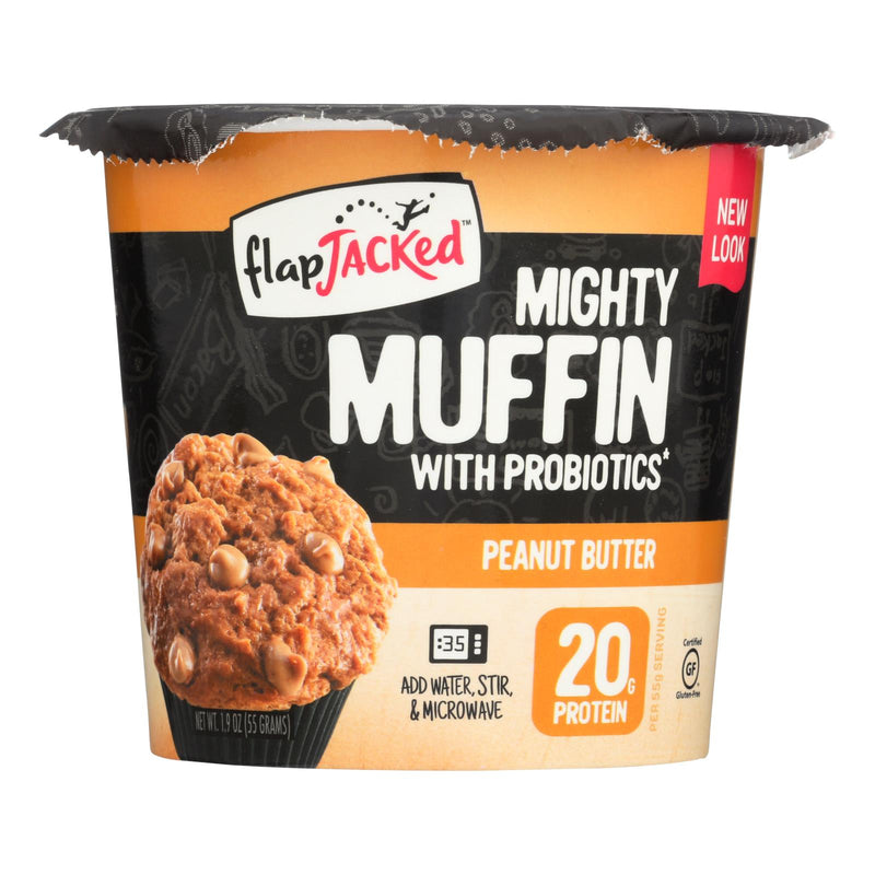 Flapjacked&trade; Flapjacked, Mighty Muffin With Probiotics, Peanut Butter - Case Of 12 - 1.94 Oz - Cozy Farm 