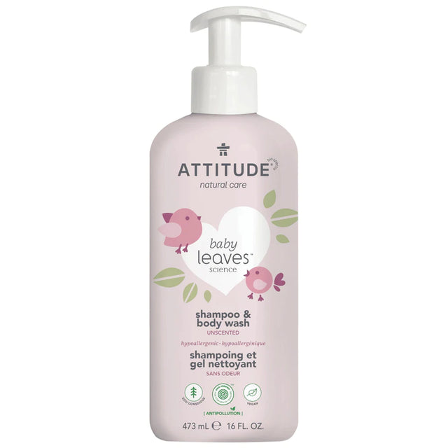 Attitude Natural Baby Wash and Shampoo, Fragrance-Free (16 Oz) - Cozy Farm 