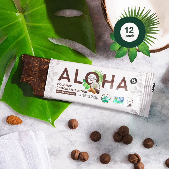 Aloha Plt Protein Bar: Coconut Chocolate, 12 Pack, 1.98 Oz Each - Cozy Farm 