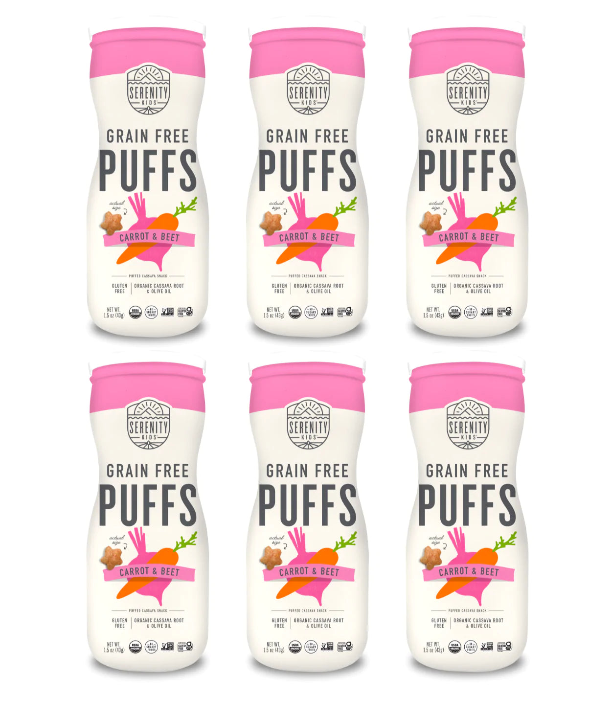 Serenity Kids Puff Crt Beet Veg, Pack of 6 - 1.5 Oz - Cozy Farm 