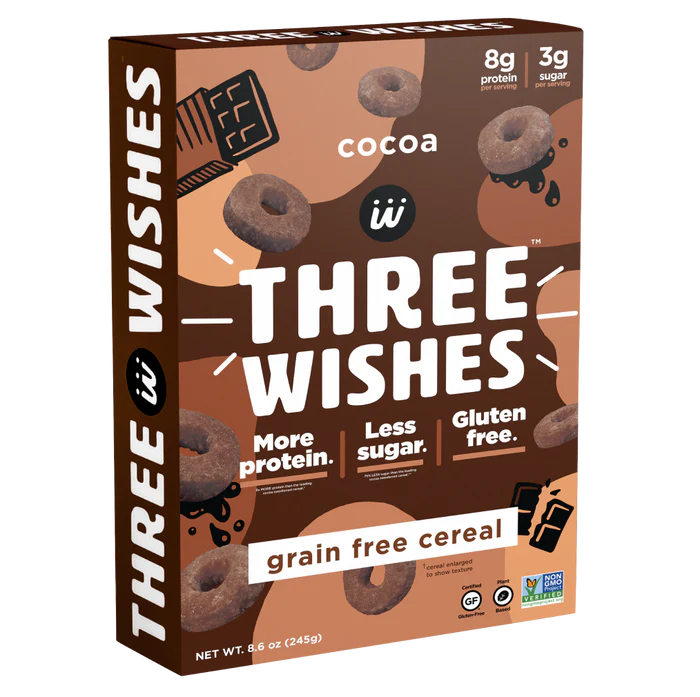 Three Wishes - Cereal Cocoa Chocolat Gluten Frē (Pack of 6-8.6 Oz) - Cozy Farm 