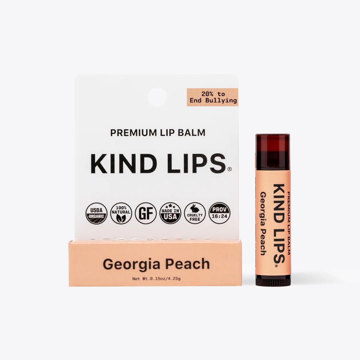 Kind Lips - Lp Balm Ga Peach 12pk - Case Of 12-.15 Oz - Cozy Farm 