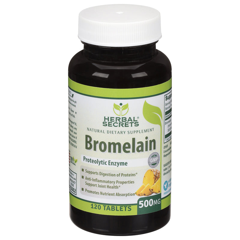 Herbal Secrets Bromelain 500 mg for Optimal Digestion and Inflammation Support, 120 Capsules - Cozy Farm 