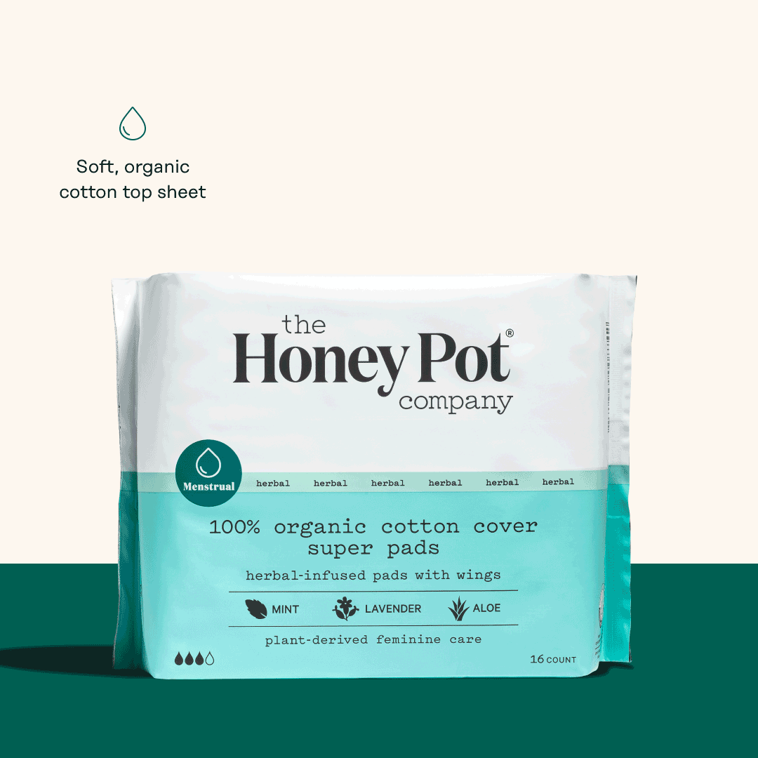 The Honey Pot Super Herbal Menstrual Pads (Pack of 16) - Cozy Farm 