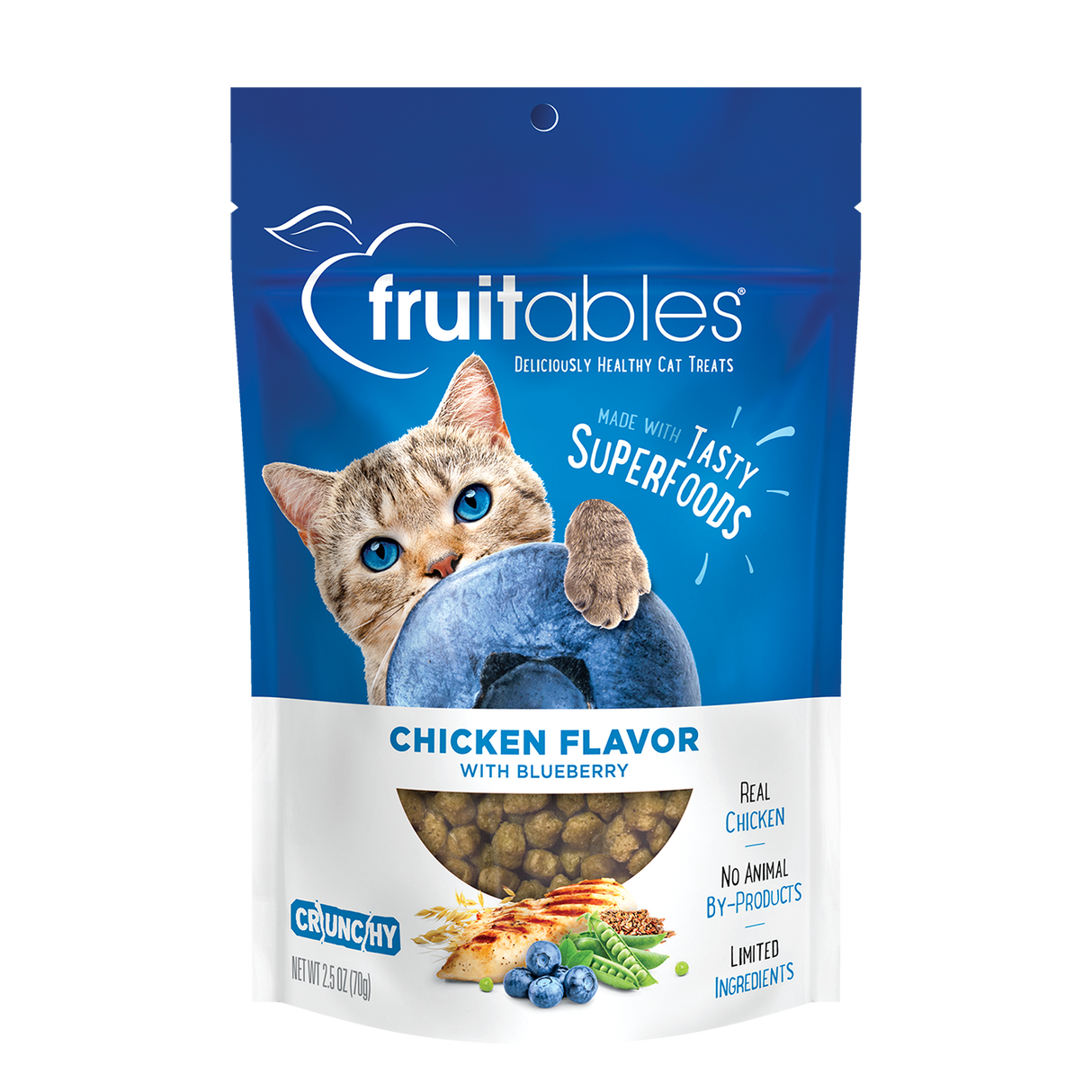 Fruitables Chicken & Blueberry Cat Treats (Pack of 10 - 2.5 Oz Each) - Cozy Farm 