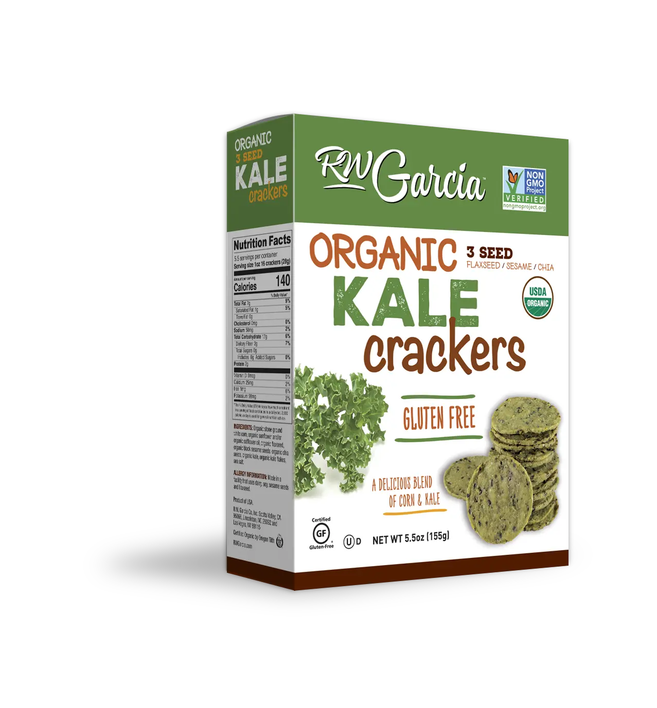 R.W. Garcia 3 Seed Kale Crackers 5.5 Oz (Pack of 6) - Cozy Farm 