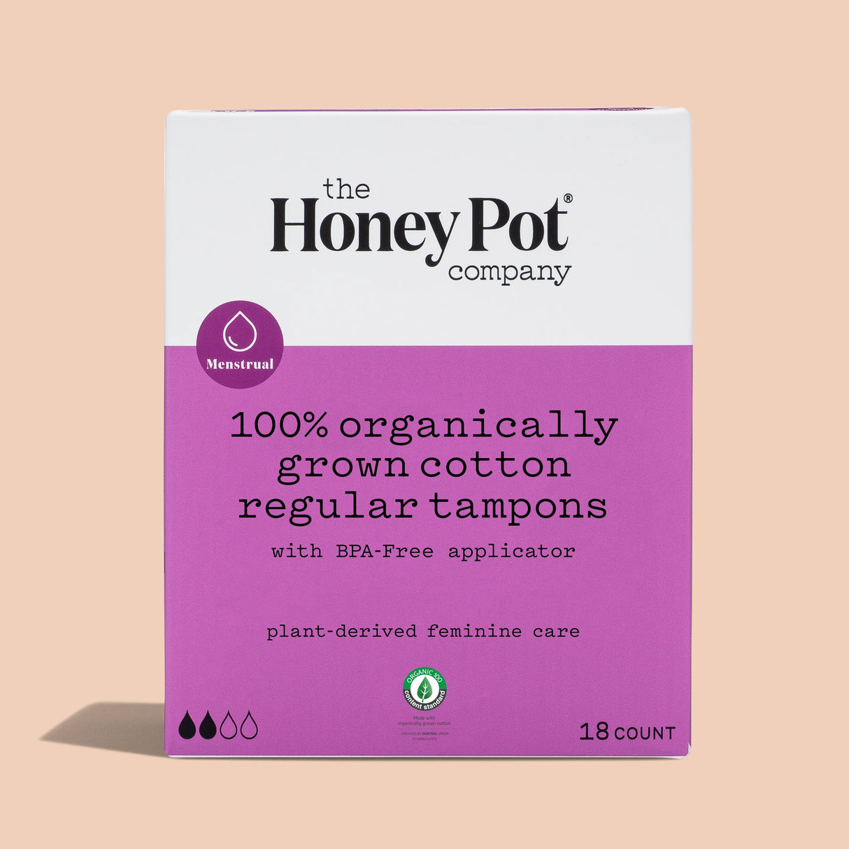 The Honey Pot - Regular Tampon Plastic Applicator Unscented (Pack of 18) - Cozy Farm 