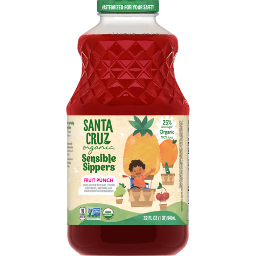 Santa Cruz Organic Juice Sensible Sipper Fruit Punch (Pack of 6) 32 Fl Oz - Cozy Farm 